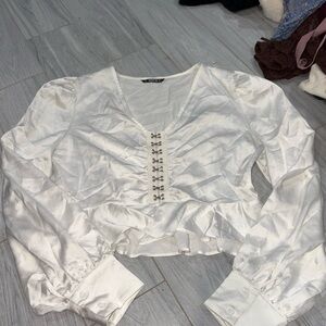 SHEIN White Blouse with Button Accents